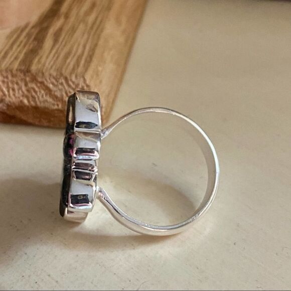 Turtle Dichroic Glass Sterling Silver Ring Size 8 - Picture 5 of 5